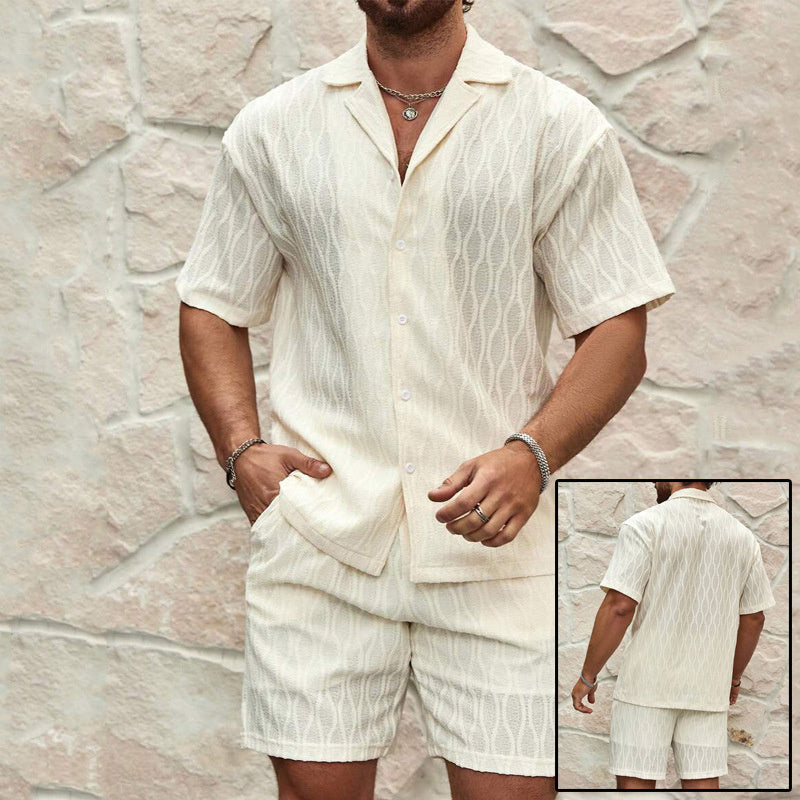 Men Tracksuits Summer Fashion Solid Loose Casual Two Pieces Lapel Button Shirt Shorts Beach Holiday All-match Outfits Male Men Tracksuits Summer Fashion Solid Loose Casual Two Pieces Lapel Button Shirt Shorts Beach Holiday All-match Outfits Male