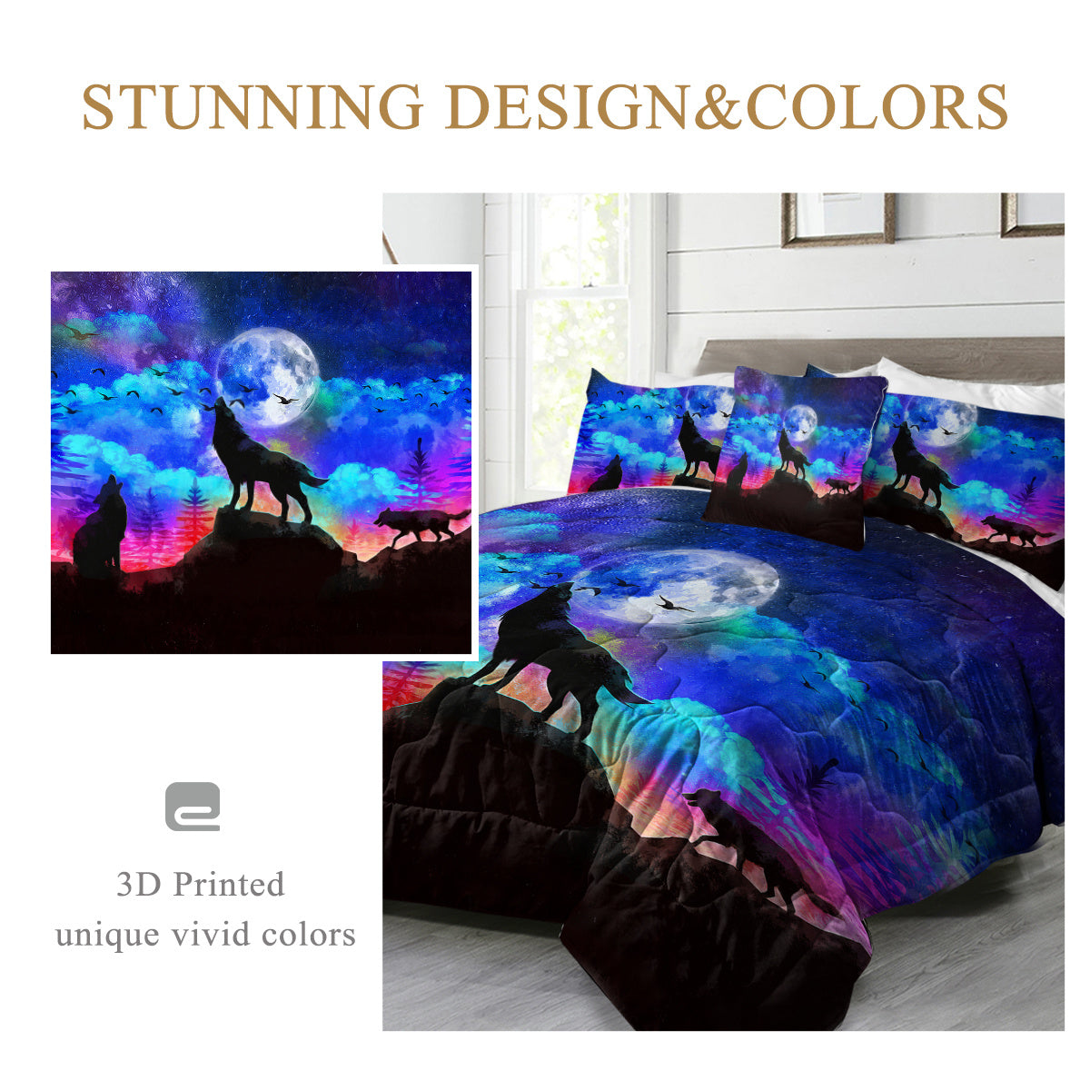 Galaxy Comforter Set Men 3D Wolf Bed Comforter Set 4 Piece Wolves Howling Bedding For Boys Retro Oil Painting Design Purple Blue And Black Bedding Set Queen King Size Galaxy Comforter Set Men 3D Wolf Bed Comforter Set 4 Piece Wolves Howling Bedding For Boys Retro Oil Painting Design Purple Blue And Black Bedding Set Queen King Size