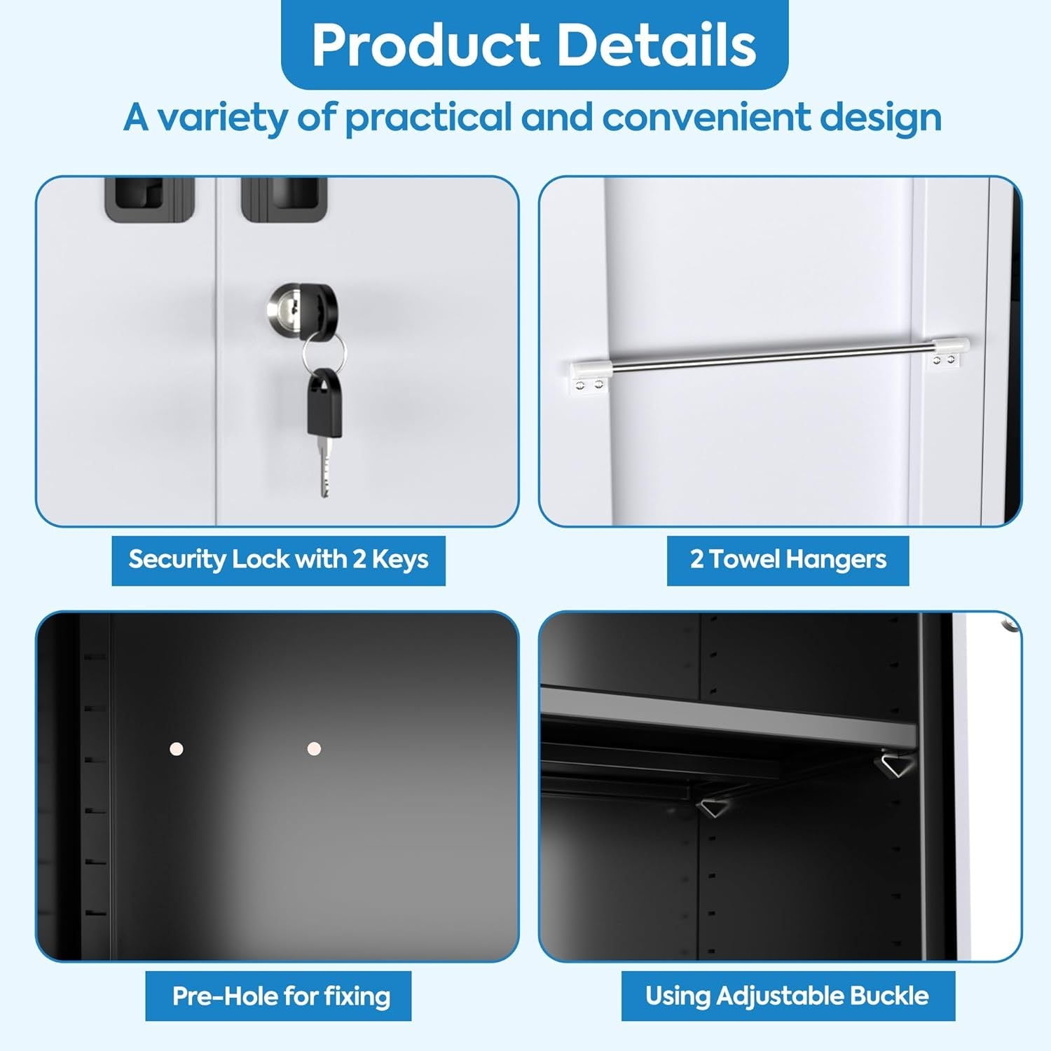 Broom Closet Storage Cabinet, Metal Cabinets With 13 Hooks And Hanging Rods, Metal Storage Cabinet, Heavy Duty Cleaning Cabinet For Garage, Laundry Room Broom Closet Storage Cabinet, Metal Cabinets With 13 Hooks And Hanging Rods, Metal Storage Cabinet, Heavy Duty Cleaning Cabinet For Garage, Laundry Room