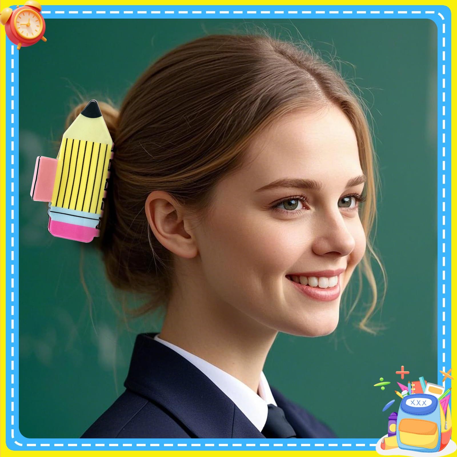 4Pcs Pencil Hair Clips Back To School Hair Accessories For Women Sunflower Leopard Stripe Hair Claw Clips Non Slip Hairpin For Thick Thin Hair School Opens Season Teachers Outfit Decor Clearance 4Pcs Pencil Hair Clips Back To School Hair Accessories For Women Sunflower Leopard Stripe Hair Claw Clips Non Slip Hairpin For Thick Thin Hair School Opens Season Teachers Outfit Decor Clearance