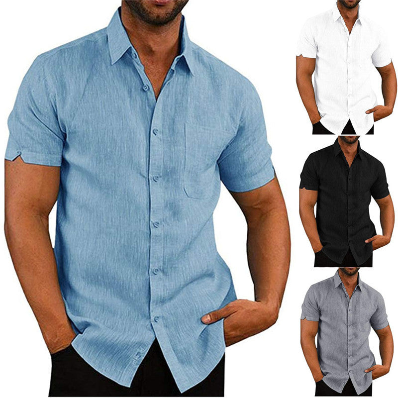 Men Short Sleeve Summer Solid Shirts Casual Loose Tops Tee Men Short Sleeve Summer Solid Shirts Casual Loose Tops Tee