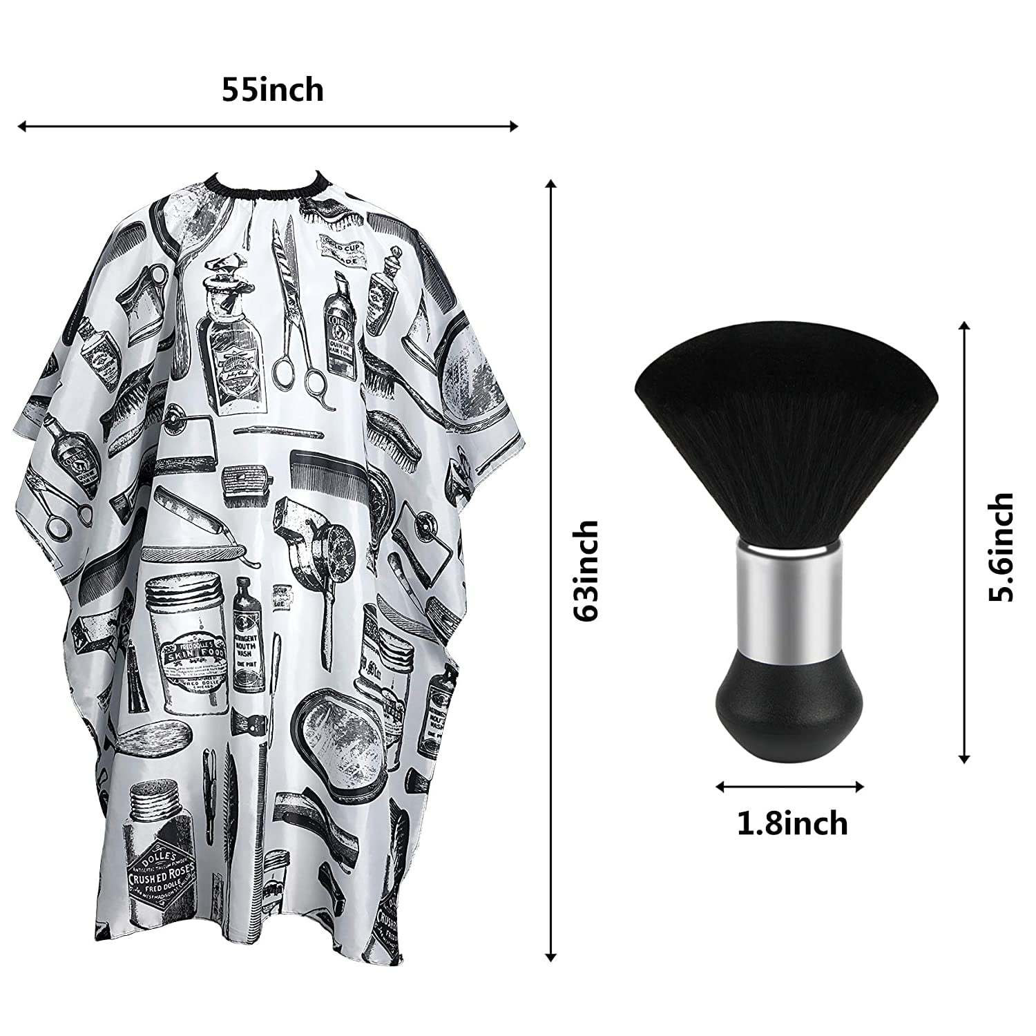 White Floral Print Professional Hair Cutting Salon Barber Cape With Neck Duster Brush, Hair Cutting Accessory White Floral Print Professional Hair Cutting Salon Barber Cape With Neck Duster Brush, Hair Cutting Accessory