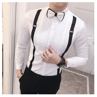 Autumn New Men'S Pull Strap Long-Sleeved  Formal Shirts