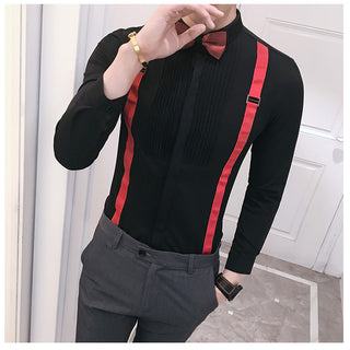 Autumn New Men'S Pull Strap Long-Sleeved  Formal Shirts