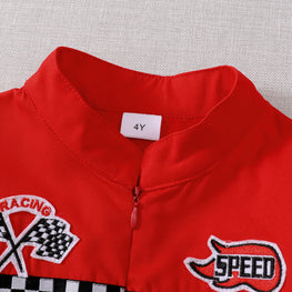 Toddler Girls Boys Racing Driver Jumpsuit, Racer Outfit, Halloween Christmas Carnival Party Race Car Driver Clothing Set