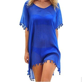 Women Blouses Loose Chiffon Dress Summer Beach Tunic Cover-Up Shirt
