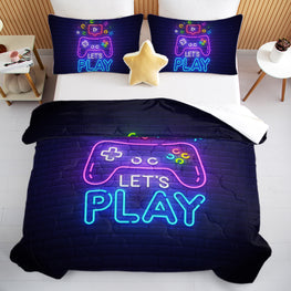 3 Pieces Neon Game Pattern Comforter Set Ultra Soft Bedding Set