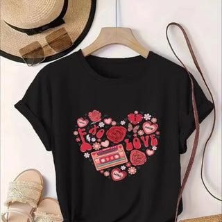 Love Valentine'S Day T-Shirt,   Couple T-Shirt, Couple Christmas, Fashion Casual T-Shirt, Short-Sleeved T-Shirt