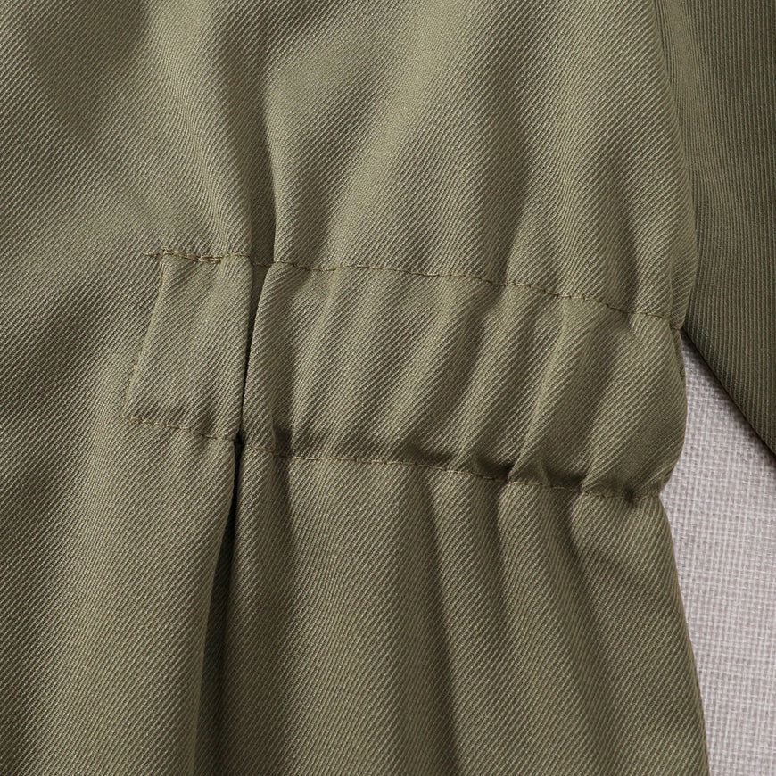 Toddler Boys Pilot Jumpsuit Army Green Long Sleeve Romper, Perfect For Birthday Party Outfits