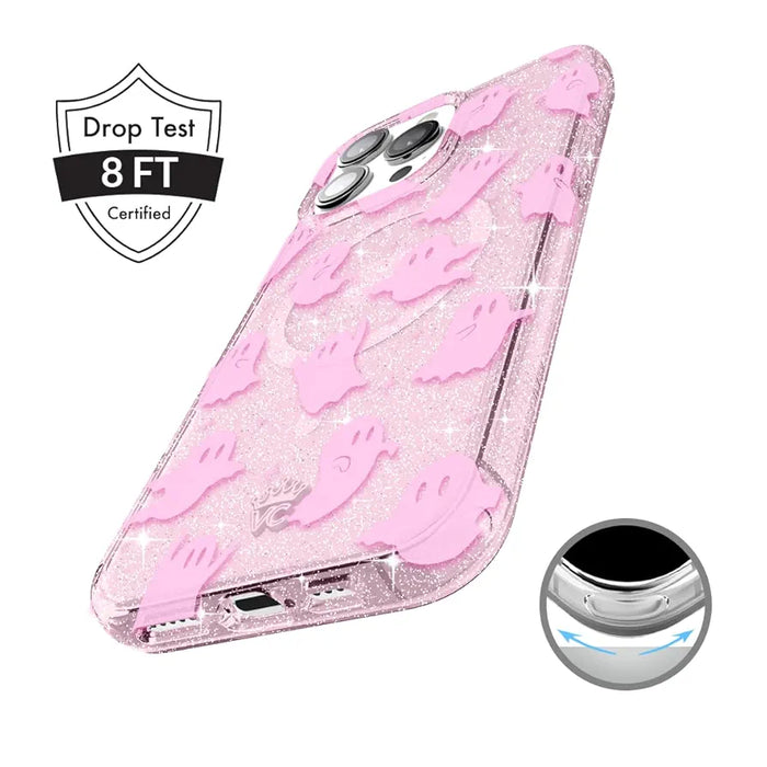 VELVET CAVIAR for iPhone 16 Pro Max Case Halloween Ghost - Compatible with MagSafe [10ft Drop Tested] - Ghosted Pink Glitter