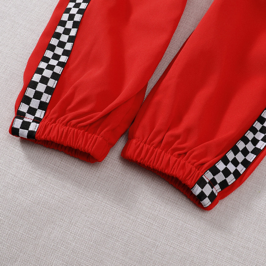 Toddler Girls Boys Racing Driver Jumpsuit, Racer Outfit, Halloween Christmas Carnival Party Race Car Driver Clothing Set