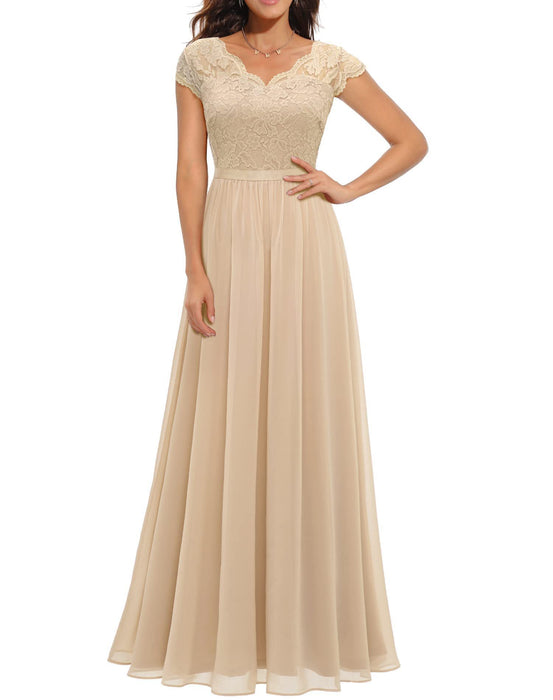 Lace Long Patchwork Waist-tight Noble Dress