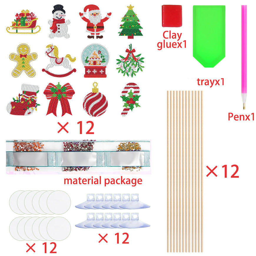 12 Pcs Christmas Rhinestones Painting Kits