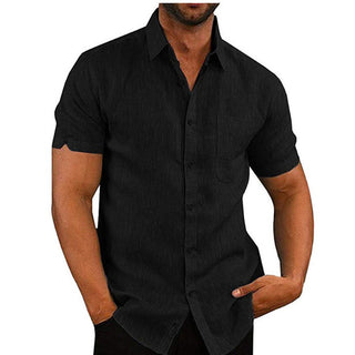 Men Short Sleeve Summer Solid Shirts Casual Loose Tops Tee