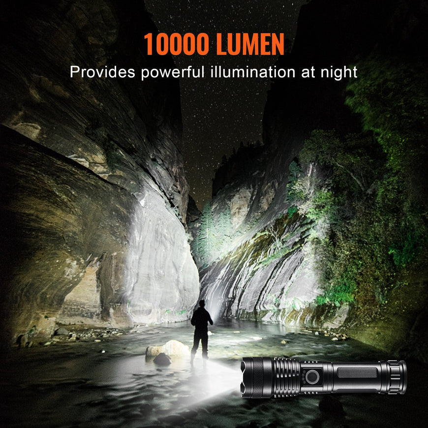 VEVOR10000Lumen High Lumens Flashlight, 5 Lighting Modes Rechargeable