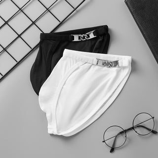 Metal Decorative Thin Low Waist Breathable Sweat Absorbing Sexy Briefs Men